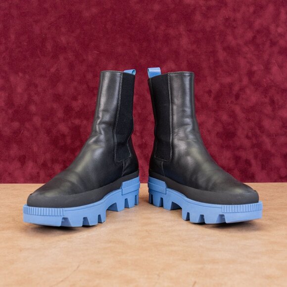 Bibi Lou Women Black Blue Leather Stompy Festival Platform Party Boots 8US EUR38 - Picture 2 of 8